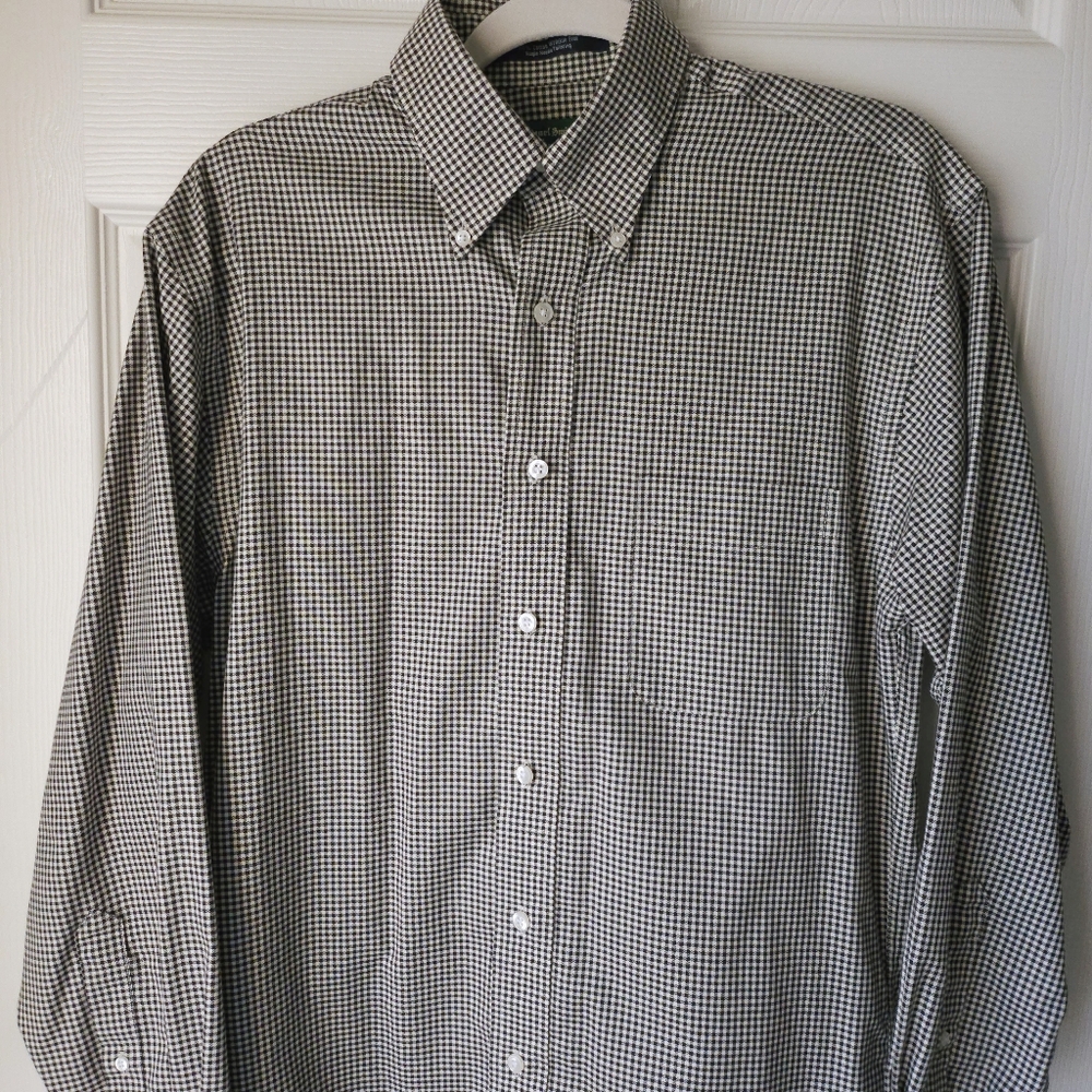 Lionel Smith Wrinkle Free Gingham Plaid Collared Button Dress Shirt